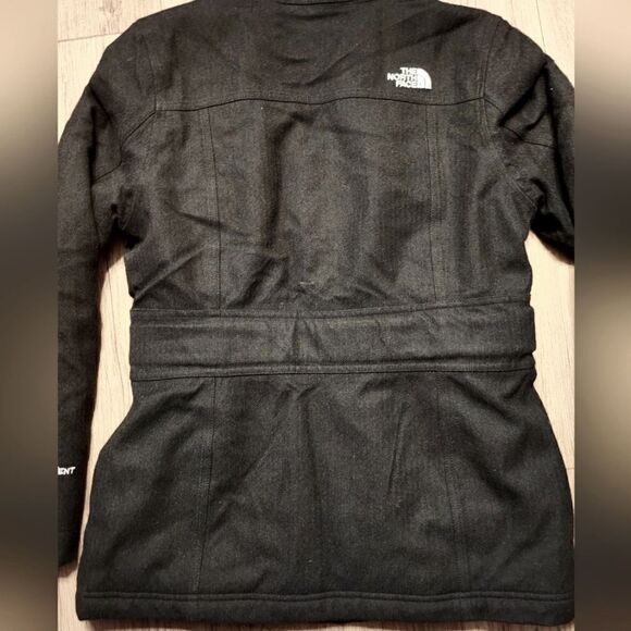 The North Face Hyvent Wool Blend Hooded Belted Jacket Black Size SP - Picture 4 of 11
